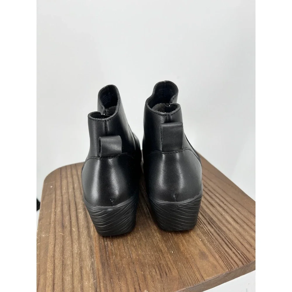 Alegria Black Leather Ankle Boots Side Zip Wedge Booties SRI-501 Womens 40 - Picture 4 of 9